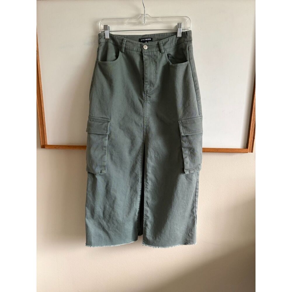 Steve Madden Benson Stretch Twill Cargo Skirt, Green (8)